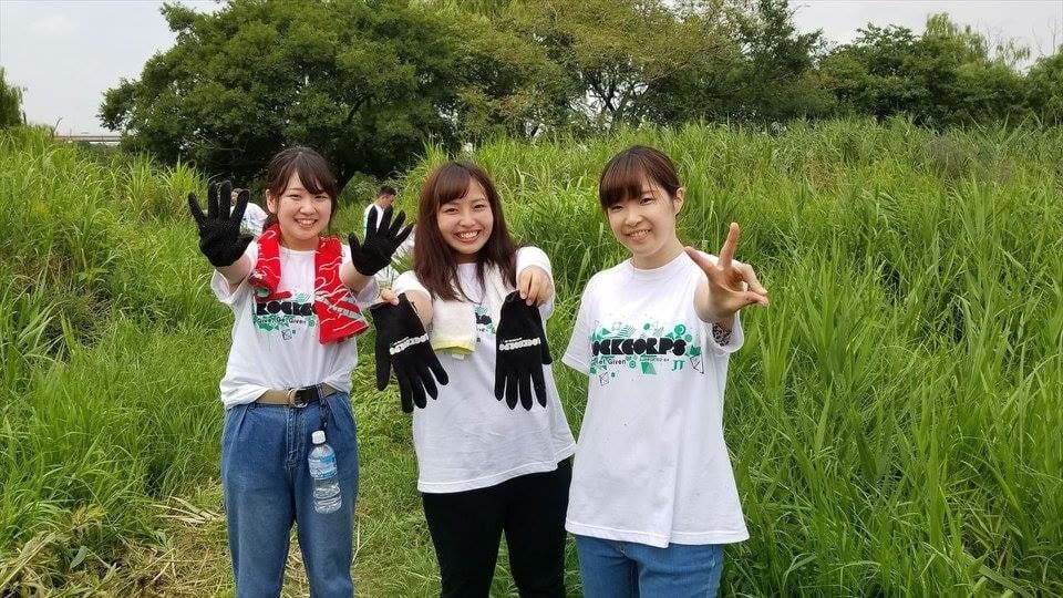 Three happy Girls in Japan on an Action Day